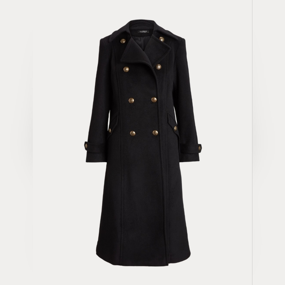 Lauren Ralph Lauren Wool-Blend Double-Breasted Black Coat - NWOT